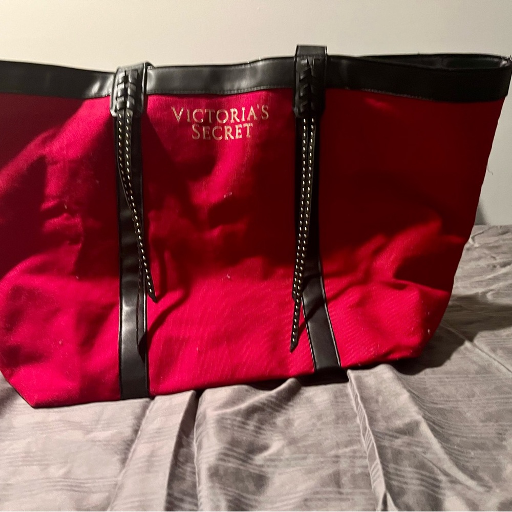 Victoria's Secret Red and Black Large Tote Bag